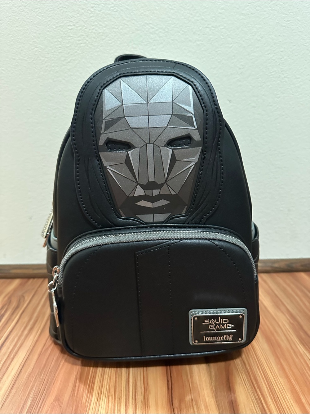 NWT Loungefly Netflix Squid Game Black Geometric Mask Cosplay Mini Backpack